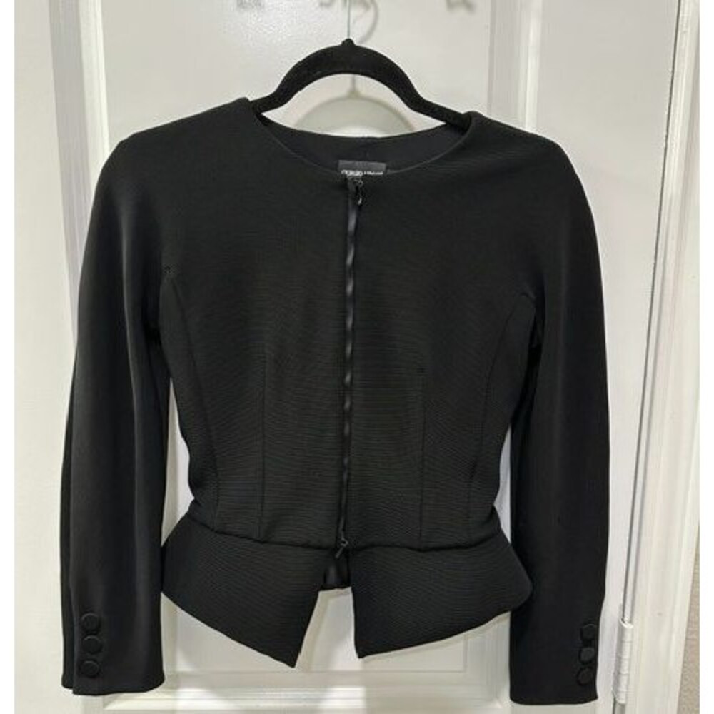 Y2K Giorgio Armani Womens IT 38 US 4 Black Peplum Jacket Zip Front Made in Italy